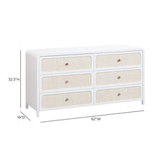 Patty 62" Rattan 6 Drawer Dresser