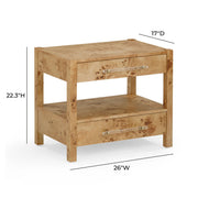 Brandyss 26" Burl 2-Drawer Nightstand
