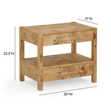 Brandyss 26" Burl 2-Drawer Nightstand