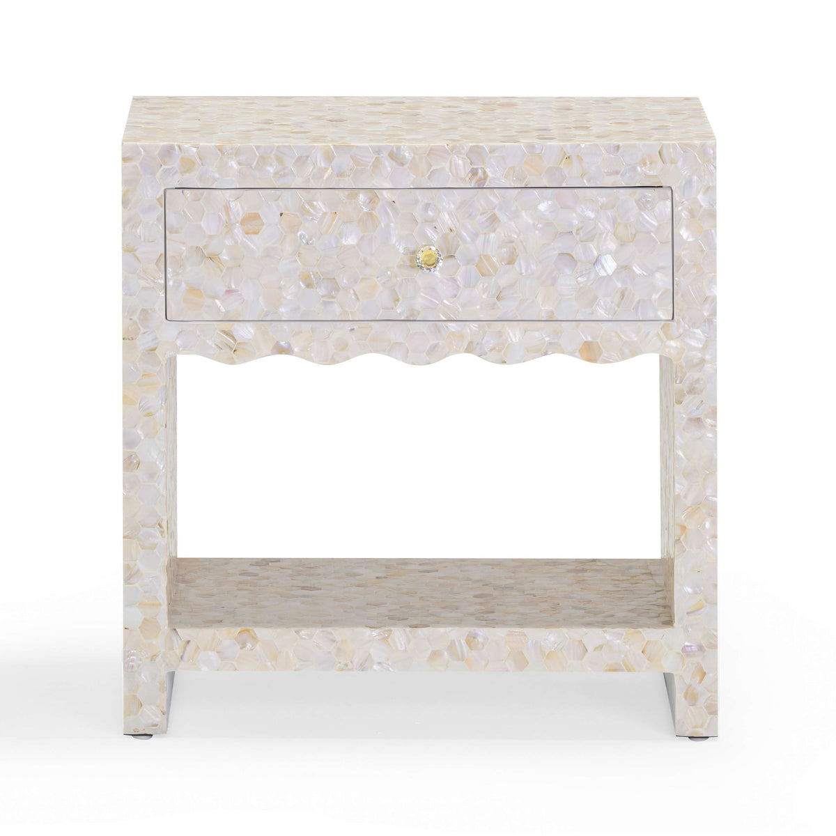 Piara 22" Natural Mother of Pearl Inlaid Nightstand With Drawer