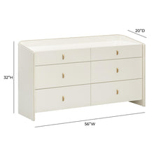 Collins 56" Cream 6-Drawer Dresser