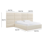 Eliana Cream Performance Boucle Headboard Wings