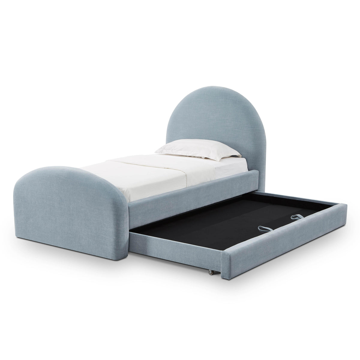 Moon Chambray Blue Performance Chenille Twin Trundle Bed