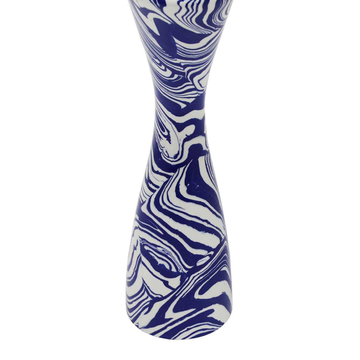 Serene Blue & White Swirl Resin Candlestick