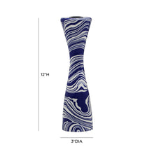 Serene Blue & White Swirl Resin Candlestick
