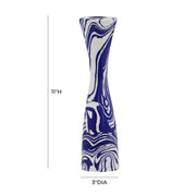 Serene Blue & White Swirl Resin Candlestick