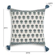 Blossom 20" Printed Cotton Tassel Throw Pillow Cover