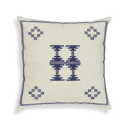 Aztec 20" Cream & Indigo Wool Square Throw Pillow Cover