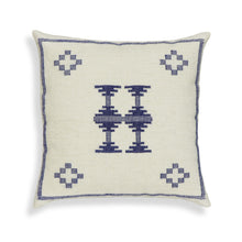 Aztec 20" Cream & Indigo Wool Square Throw Pillow Cover