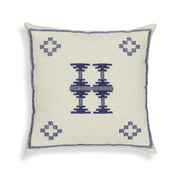 Aztec 20" Cream & Indigo Wool Square Throw Pillow Cover