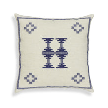 Aztec 20" Cream & Indigo Wool Square Throw Pillow Cover