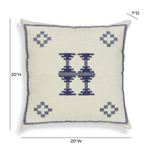 Aztec 20" Cream & Indigo Wool Square Throw Pillow Cover