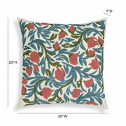 Tulip 20" Embroidered Floral Wool Square Throw Pillow Cover