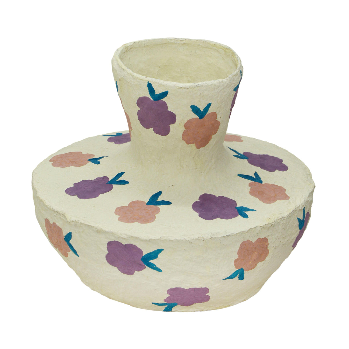 Cotton Mache Vase in Spring Blossoms