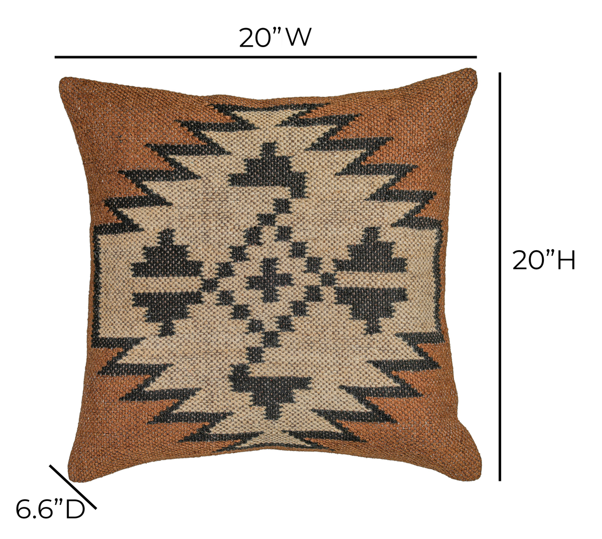 Terra 20"  Square Wool and Jute Kilim Throw Pillow