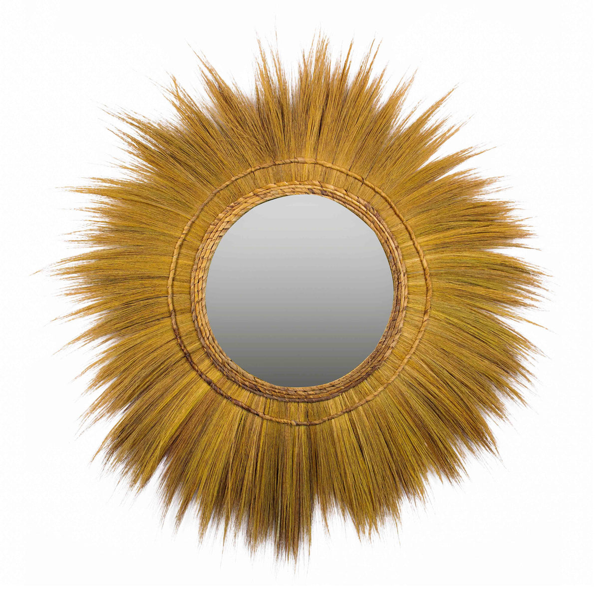 Mettu 51" Natural Grass Round Wall Mirror