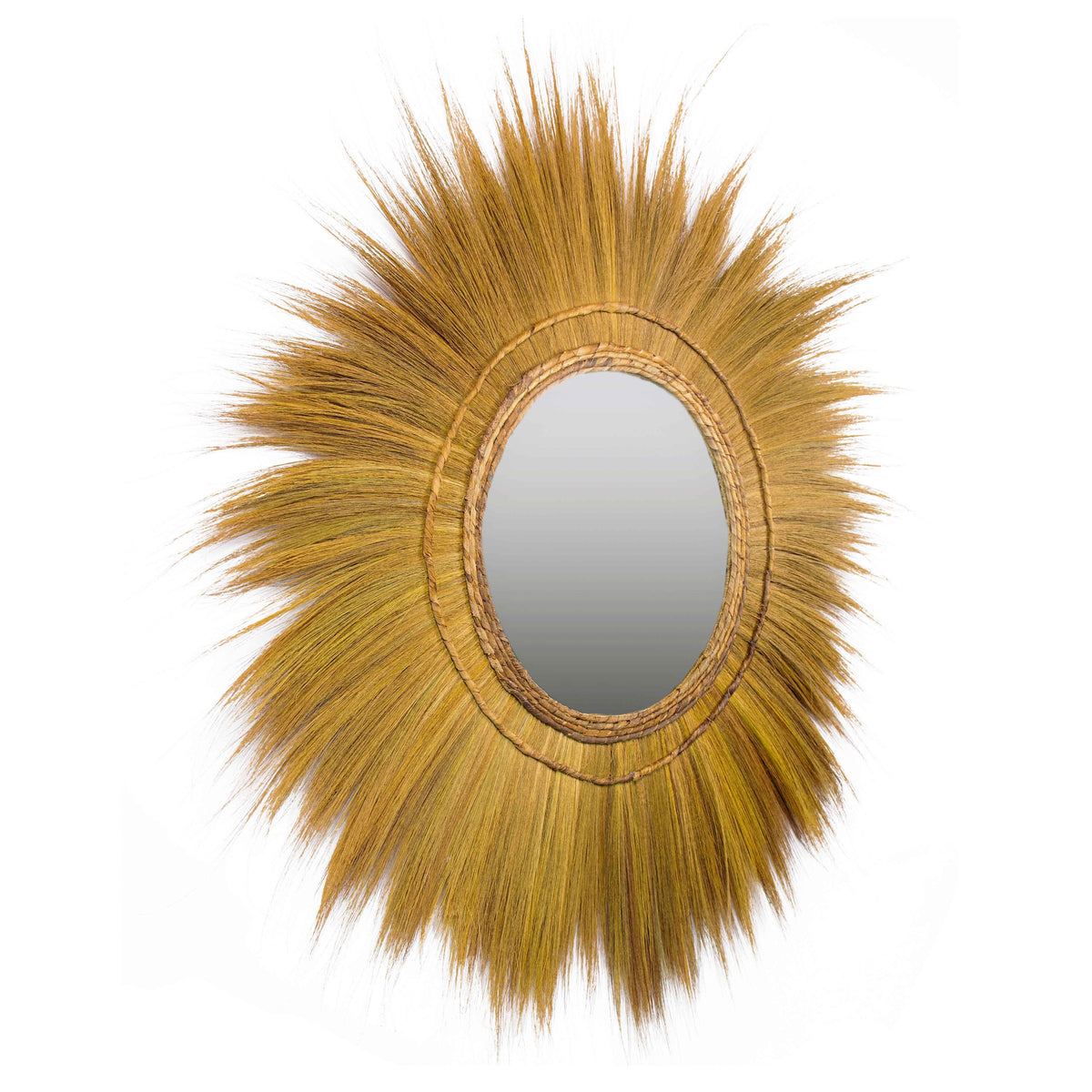 Mettu 51" Natural Grass Round Wall Mirror