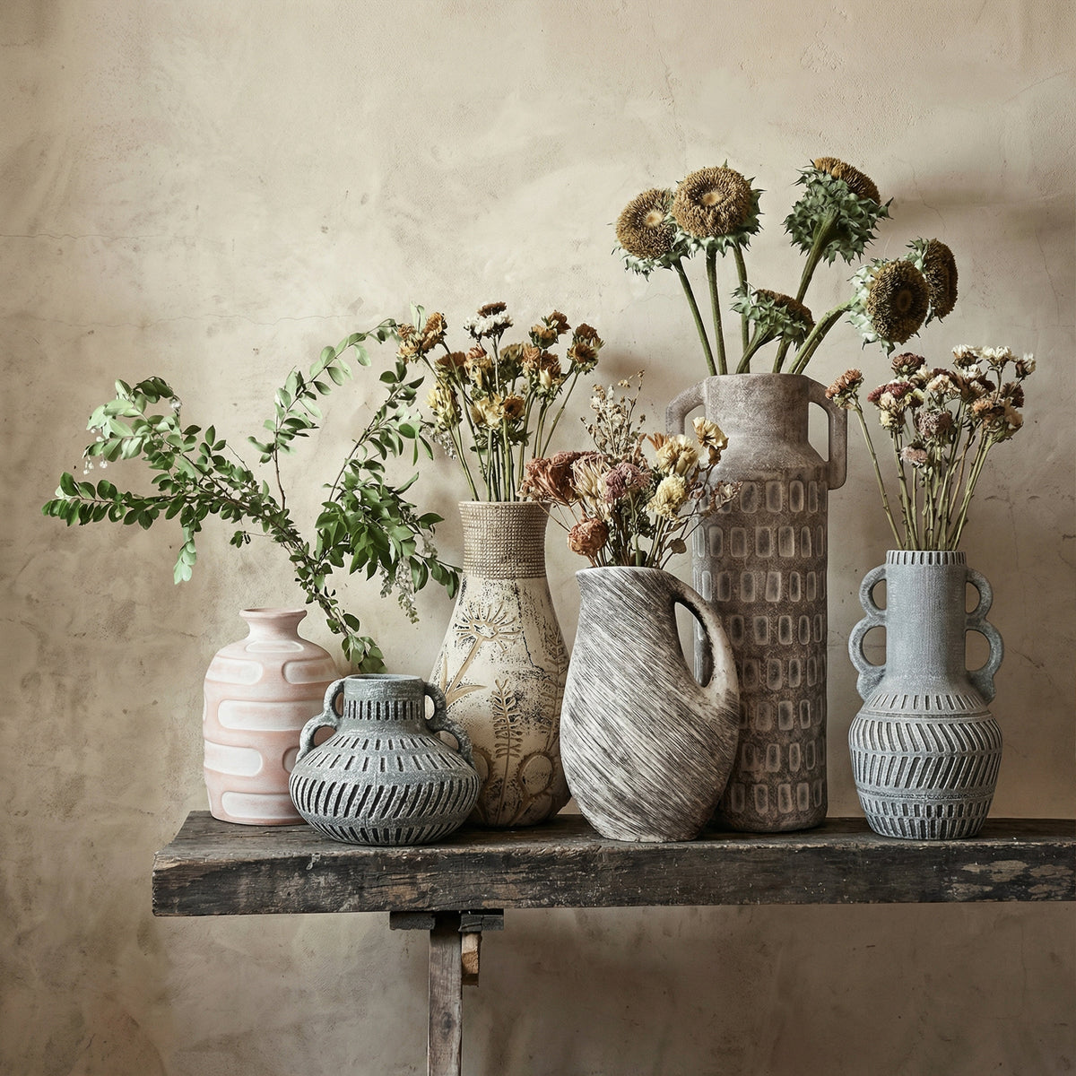 Earthenware Floral Pattern Vase