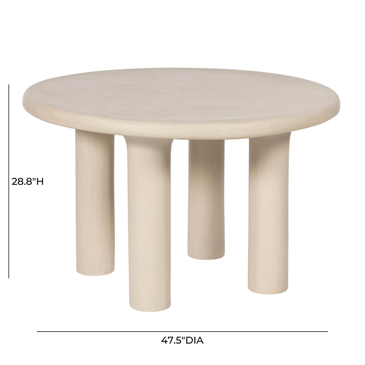 Barbara 47" Cream Lightweight Faux Stone Indoor/Outdoor Round Dining Table