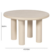 Barbara 47" Cream Lightweight Faux Stone Indoor/Outdoor Round Dining Table