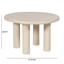 Barbara 47" Cream Lightweight Faux Stone Indoor/Outdoor Round Dining Table