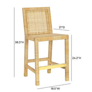 Amara Rattan & Cream Contract-Grade Linen Stool