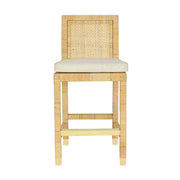 Amara Rattan & Cream Contract-Grade Linen Stool