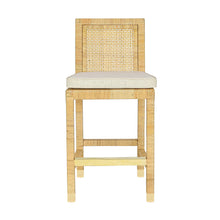 Amara Rattan & Cream Contract-Grade Linen Stool