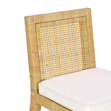 Amara Rattan & Cream Contract-Grade Linen Stool
