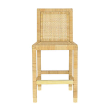 Amara Rattan & Cream Contract-Grade Linen Stool