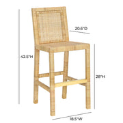 Amara Rattan & Cream Contract-Grade Linen Stool