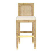 Amara Rattan & Cream Contract-Grade Linen Stool