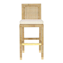 Amara Rattan & Cream Contract-Grade Linen Stool