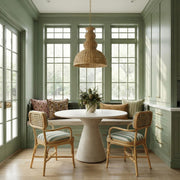 Dorine Striped Performance Linen & Rattan Dining Armchair