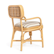 Dorine Striped Performance Linen & Rattan Dining Armchair