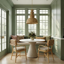 Dorine Striped Performance Linen & Rattan Dining Armchair