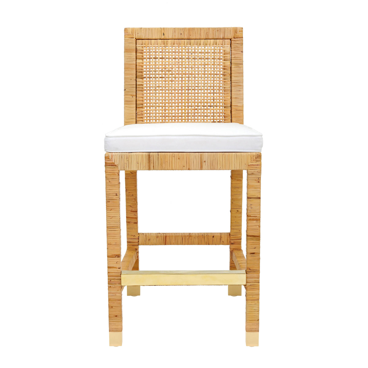 Amara Woven Rattan Performance Fabric Stool