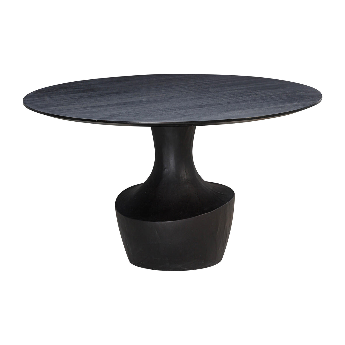 Gevra 54" Black Acacia & Faux Plaster Round Dining Table
