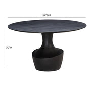 Gevra 54" Black Acacia & Faux Plaster Round Dining Table