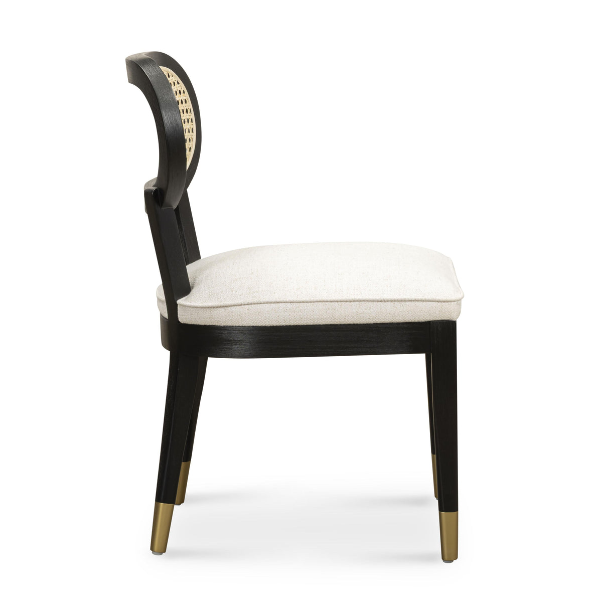 Cosette Black Dining Chair in Cream Performance Linen