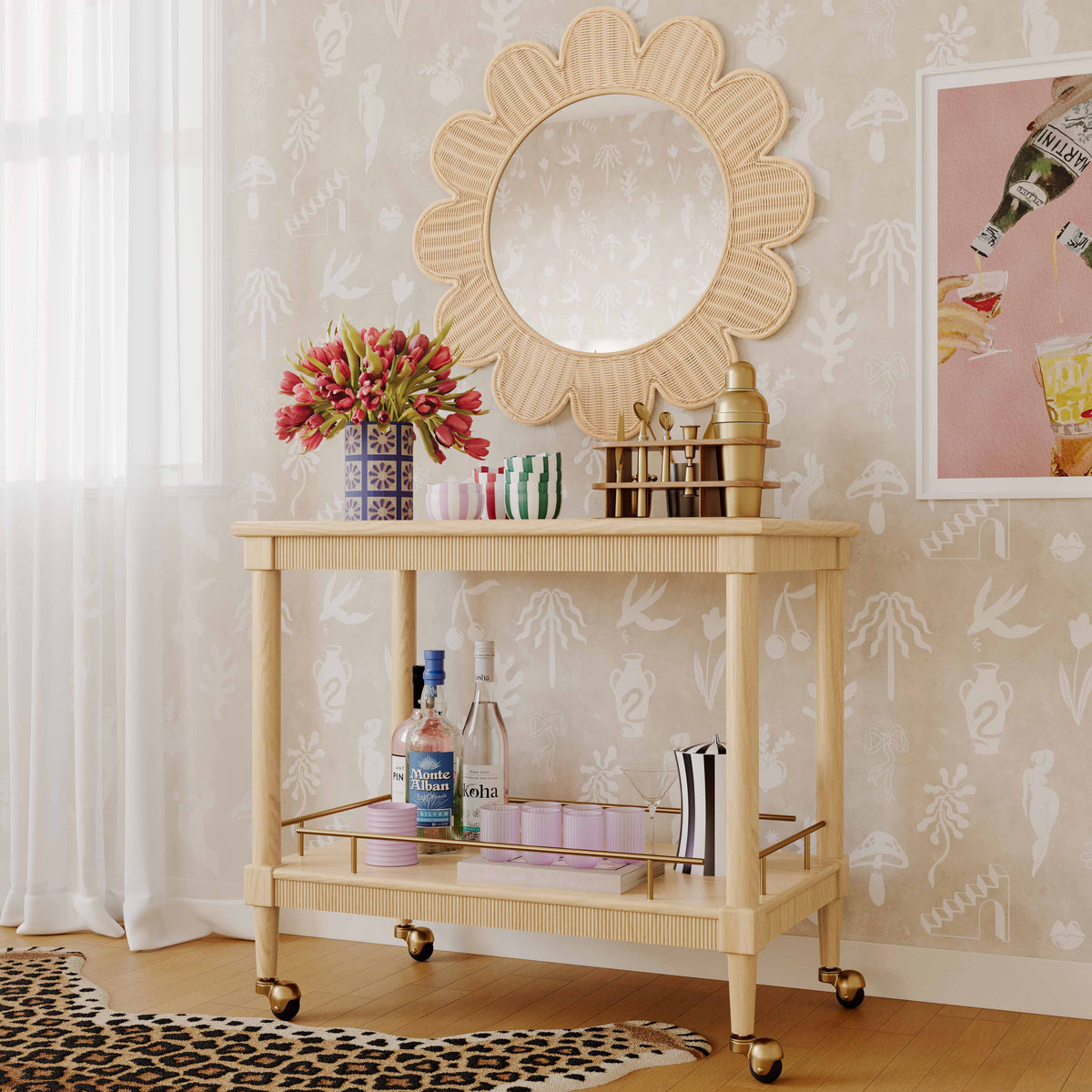 Slosh 37" Natural Ash Bar Cart