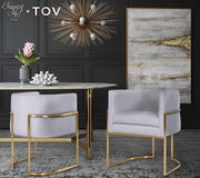 Giselle Performance Velvet Dining Chair with Gold Base by Inspire Me! Home Decor