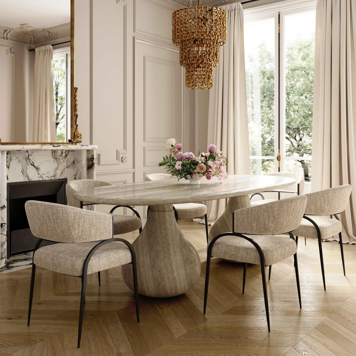 Tatum Taupe Textured Performance Boucle Dining Chair