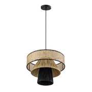 Rylie Natural & Black Raffia Pendant Lamp