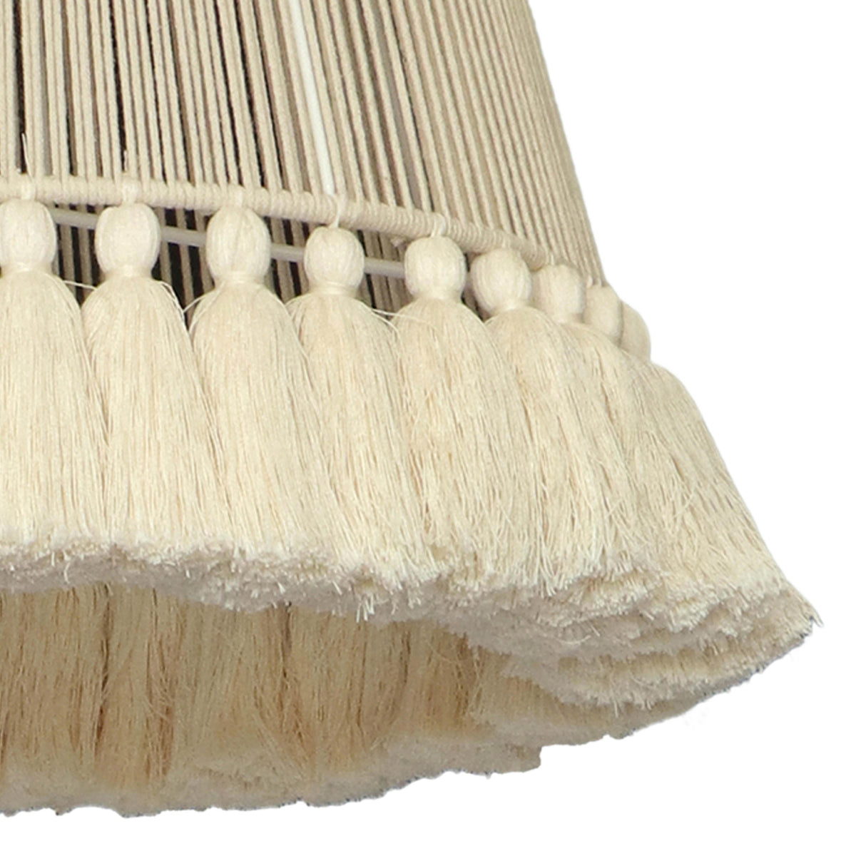 Helen White Cotton Tasseled Pendant Lamp