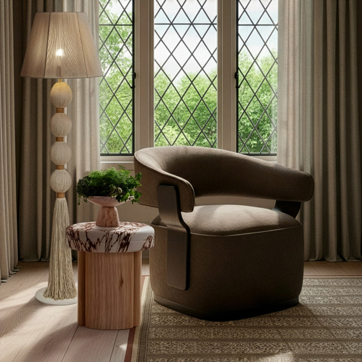 Samba White Cotton Floor Lamp