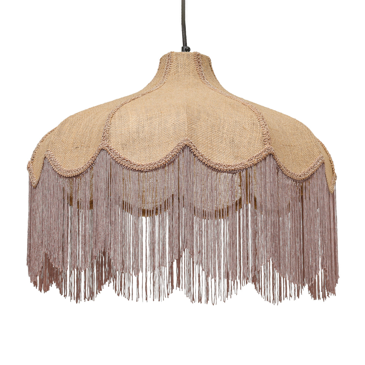 Buchanan Jute Fringed Scalloped Pendant Light