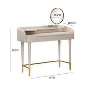 Penelope 45" Vegan Leather Wrapped Vanity Desk With Drawer