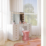 Hollywood 56" White Desk with Vanity Mirror