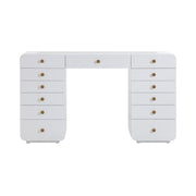 Hollywood 56" White Desk with LED Panel Vanity Mirror